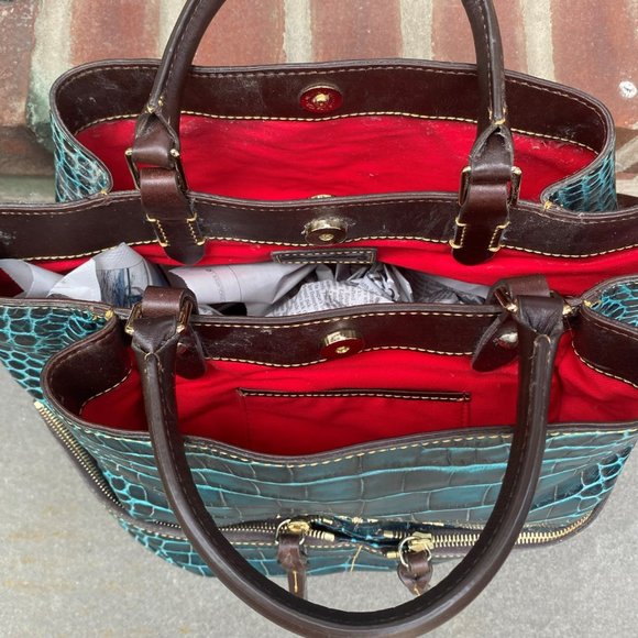 Dooney & Burke Shoppers Shoulder Bag, Unique Turquoise Alligator Leather - Picture 4 of 5